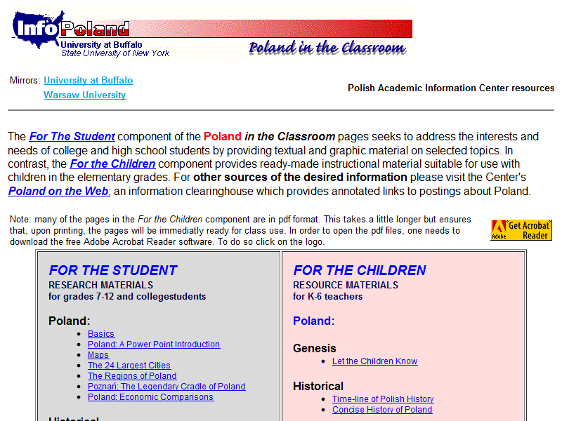 Poland in the Classroom: Resources for America's teachers and students