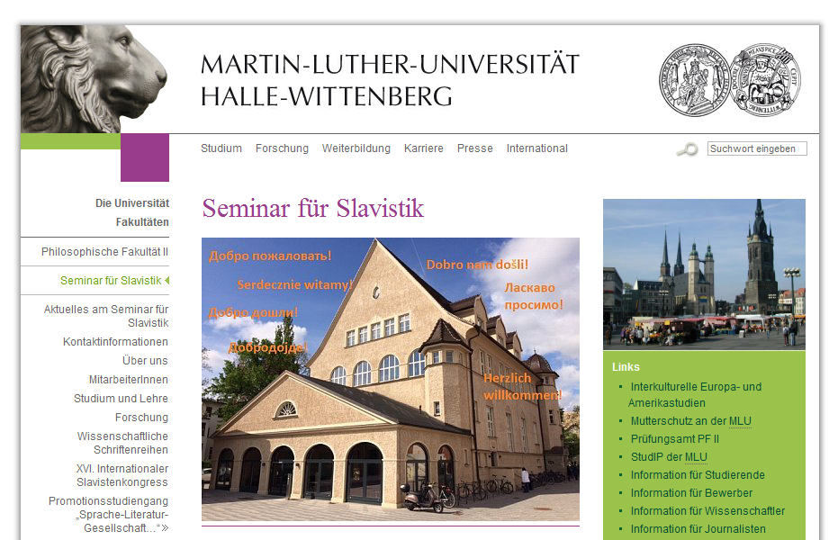 Seminar für Slavistik am Institut für Slavistik und Sprechwissenschaften der - Martin-Luther-Universität Halle-Wittenberg