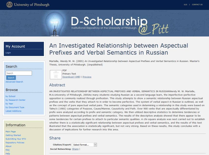 An Investigated Relationship between Aspectual Prefixes and Verbal Semantics in Russian