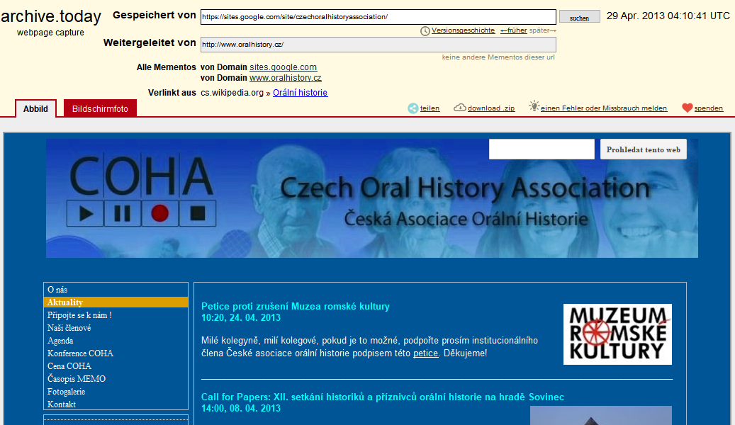 Czech Oral History Association (COHA)