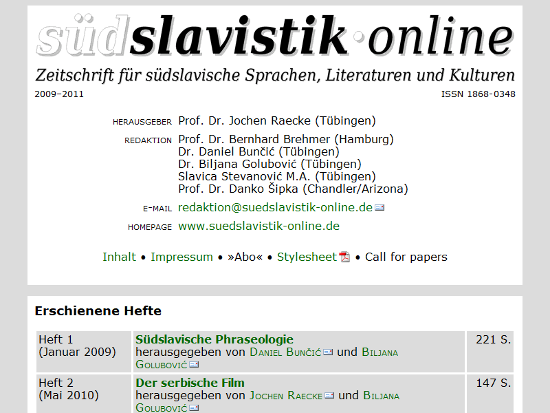 Südslavistik online - Zeitschrift für südslavische Sprachen und Literaturen