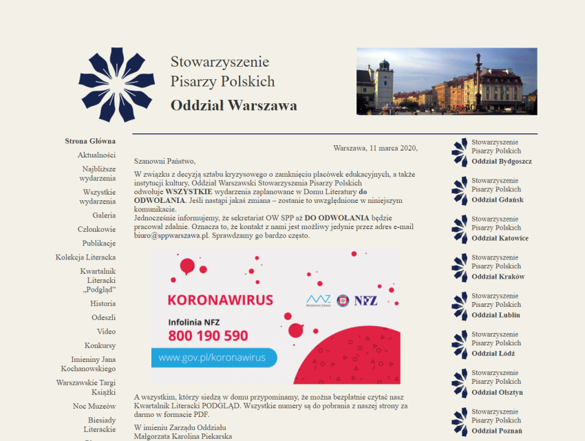 Stowarzyszenie Pisarzy Polskich, Oddział Warszawa