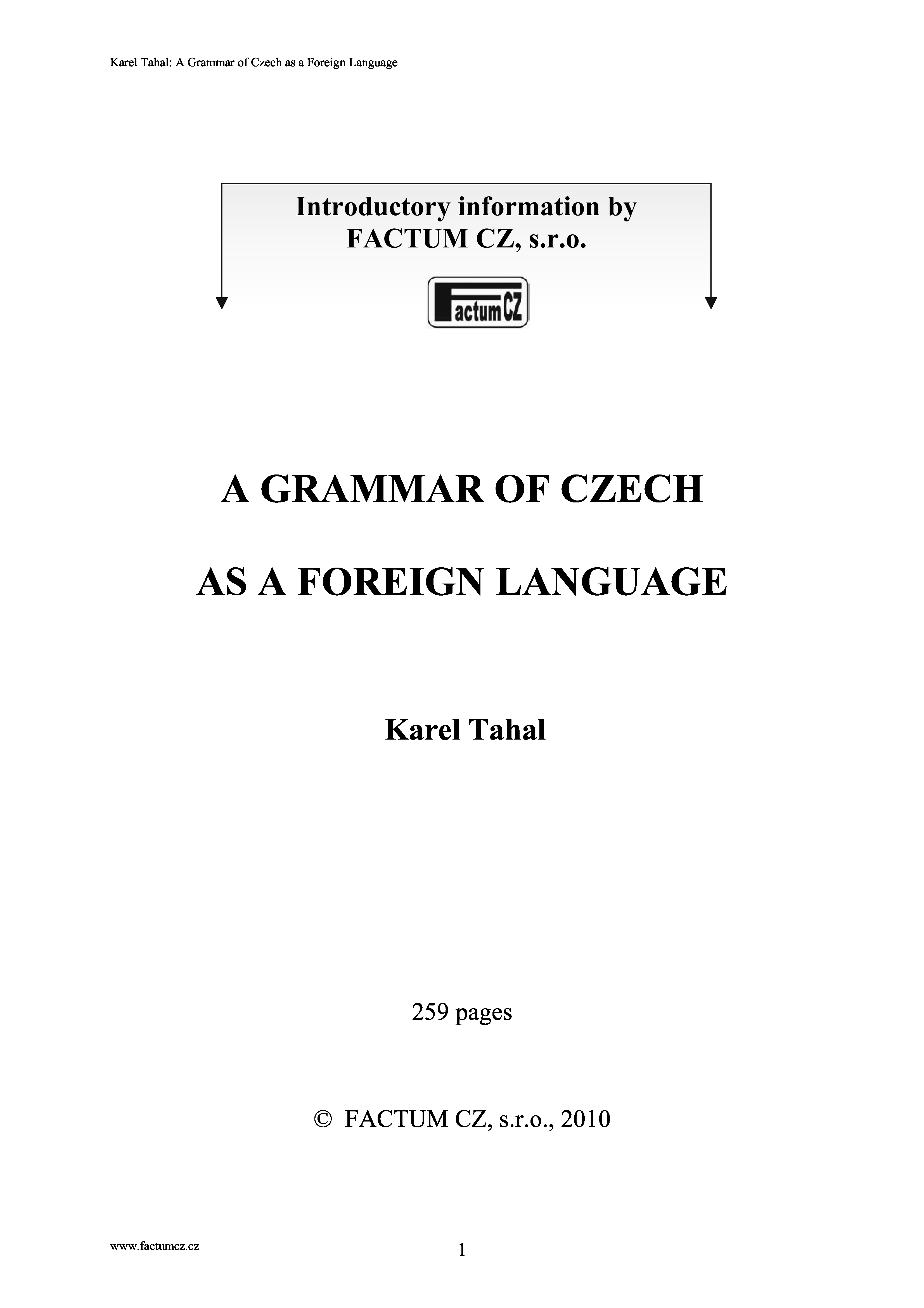 A grammar of Czech language as a foreign language