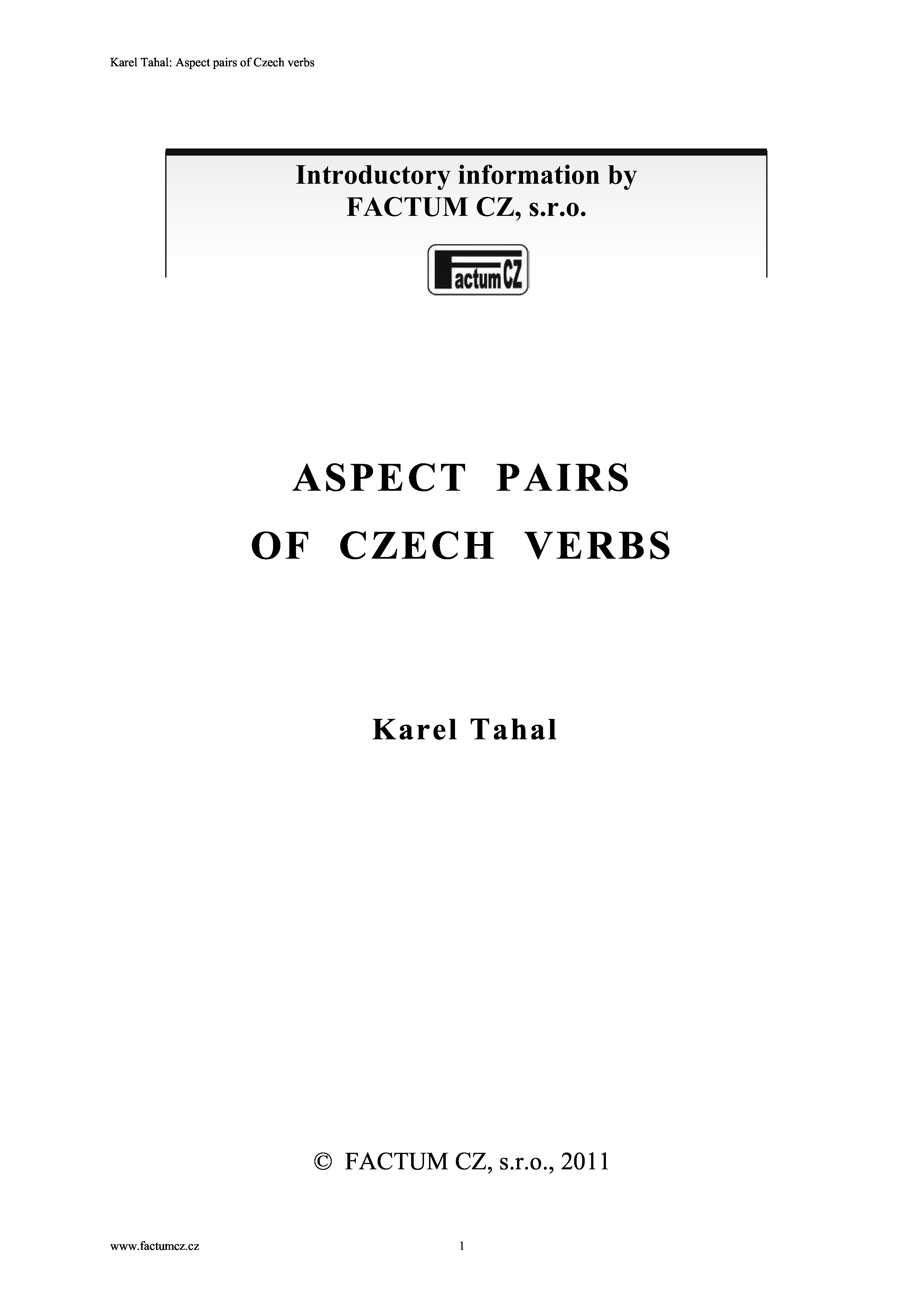 Aspect pairs of Czech verbs