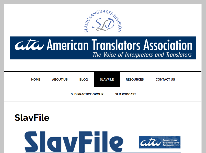SlavFile: Quarterly publication of the Slavic Languages Division of the American Translators Association
