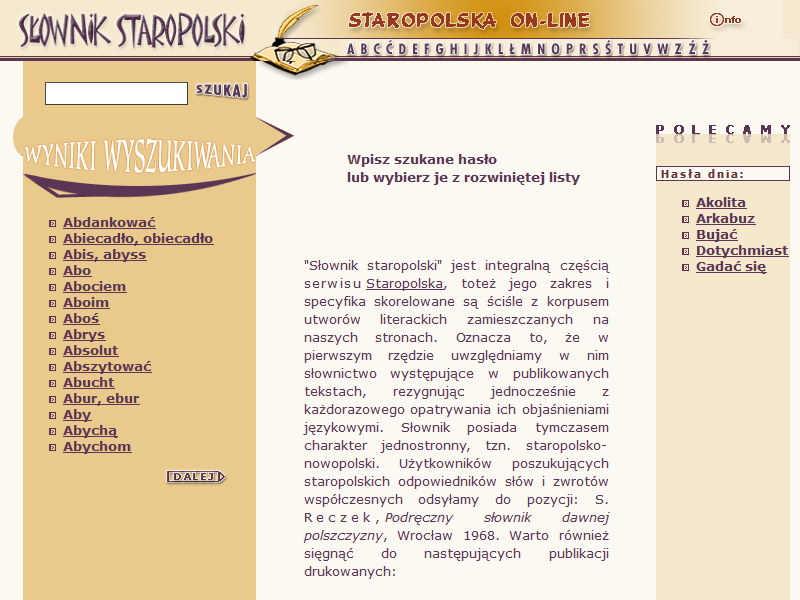 Słownik Staropolski - największa baza haseł i zwrotów staropolskich