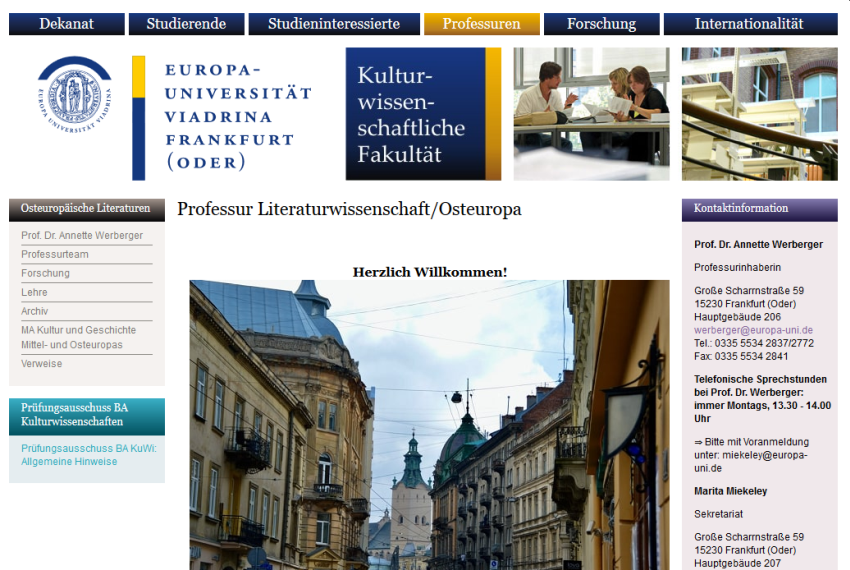 Europa-Universität Viadrina: Professur Literaturwissenschaft/Osteuropa