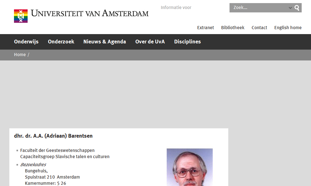 dhr. dr. A.A. Barentsen - Universiteit van Amsterdam