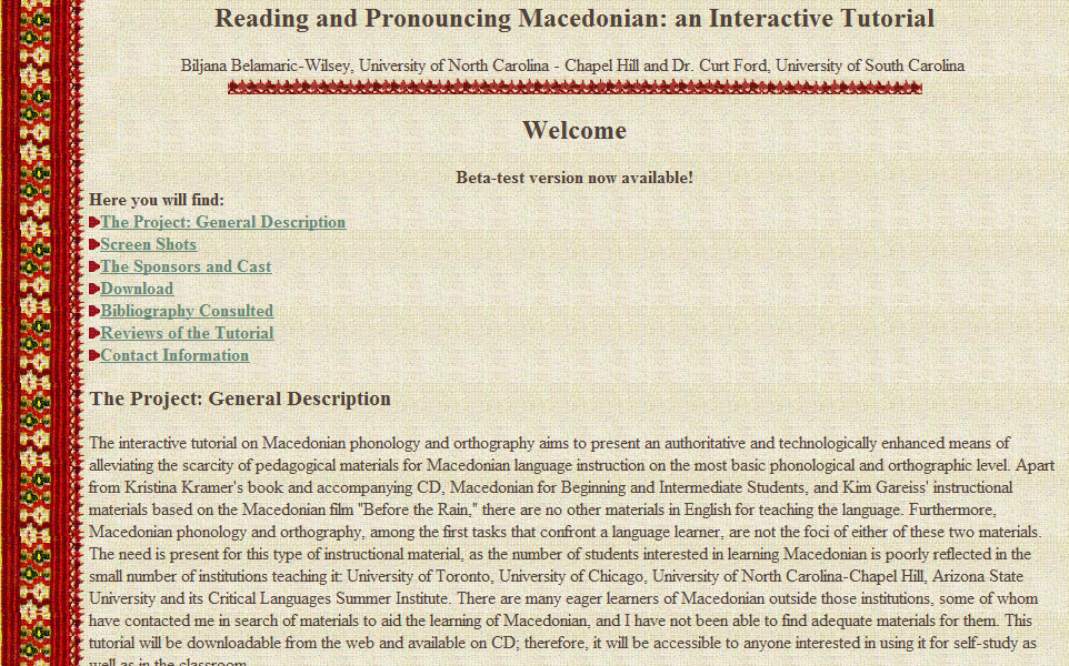 Reading and Pronouncing Macedonian: an Interactive Tutorial