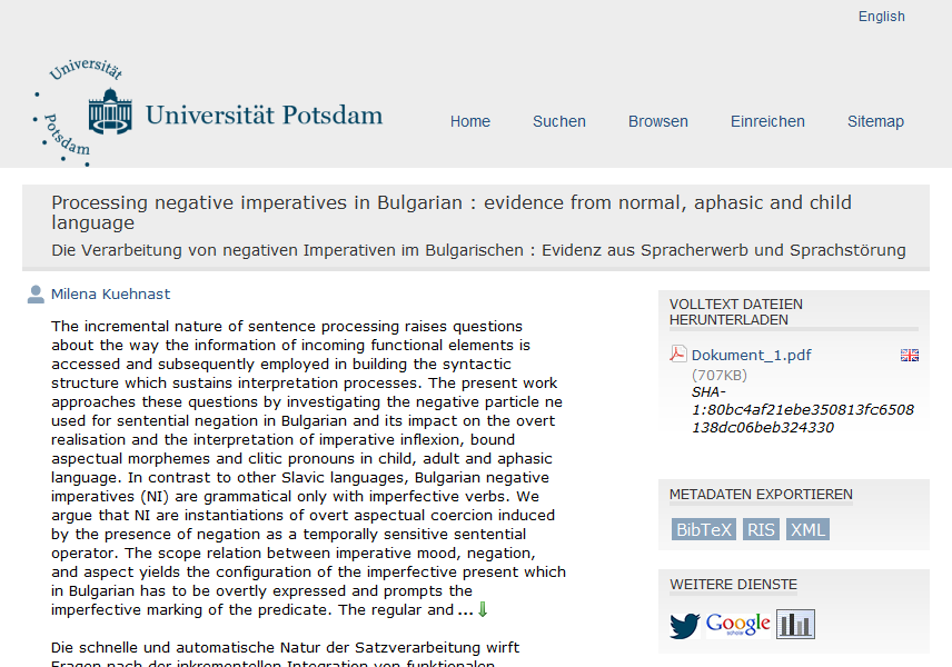Processing negative imperatives in Bulgarian : evidence from normal, aphasic and child language