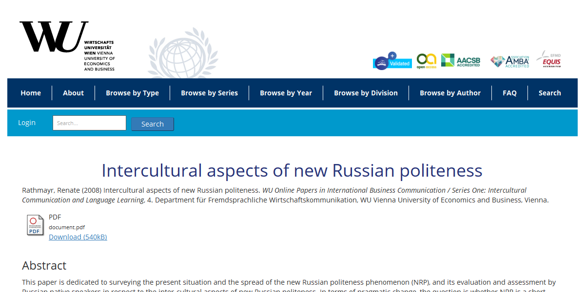 Intercultural aspects of new Russian politeness