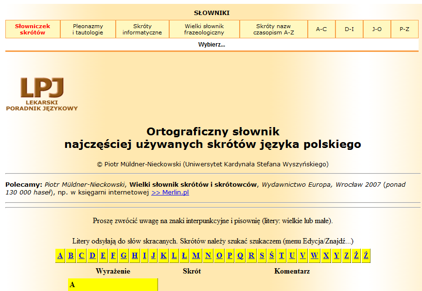 Mały ortograficzny słownik skrótów języka polskiego