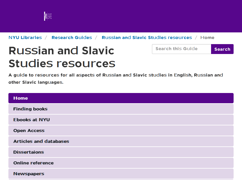 New York University Research Guides - Slavic Studies Research Guide