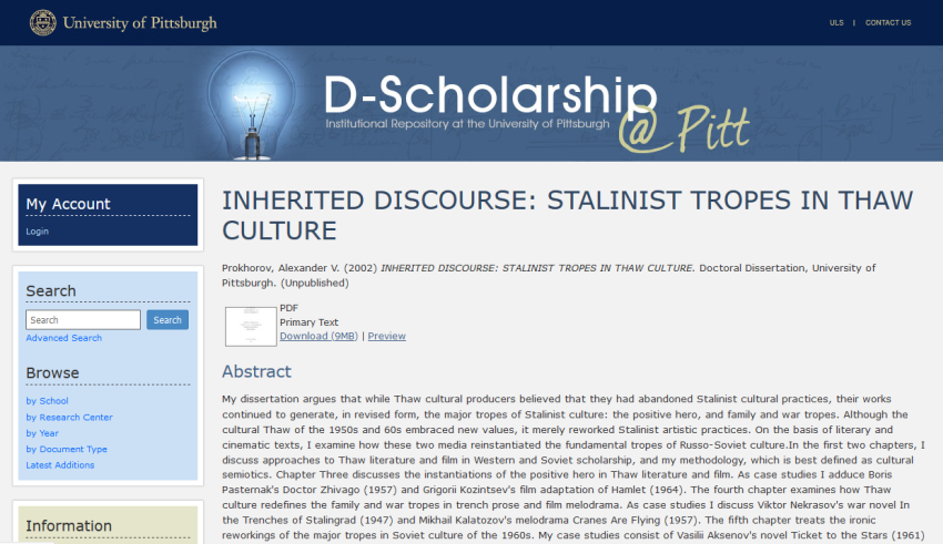 Inherited Discourse: Stalinist Tropes in Thaw Culture