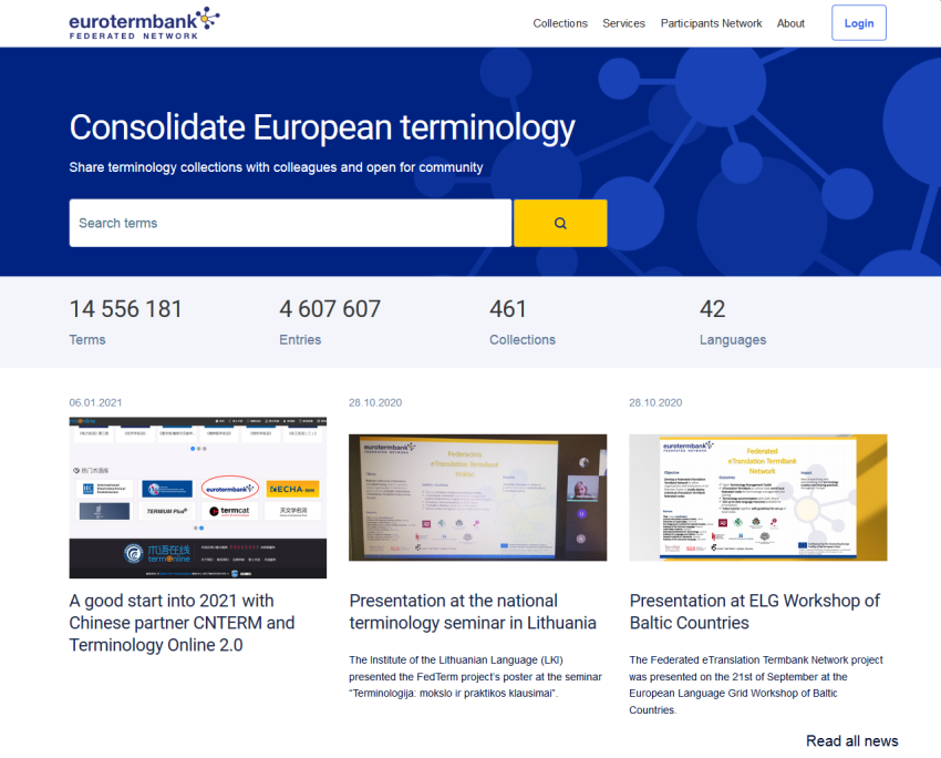 EuroTermBank: Multilingual Terminology Portal for Terminology Sharing and Translation