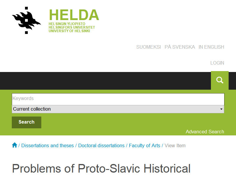 Problems of Proto-Slavic Historical Nominal Morphology : On the Basis of Old Church Slavic