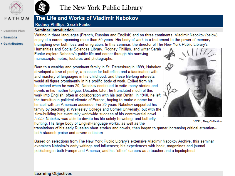 The Life and Works of Vladimir Nabokov - a seminar by Rodney Phillips and Sarah Funke from the New York Public Library