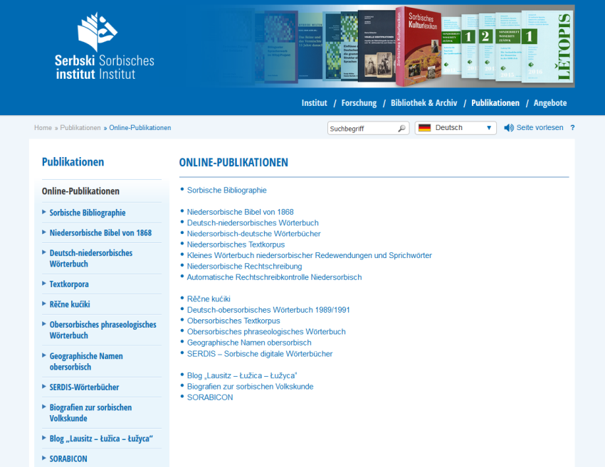 Sorbisch: Online-Publikationen