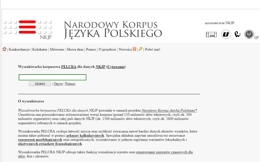 Wyszukiwarka PELCRA dla Narodowego Korpusu Języka Polskiego