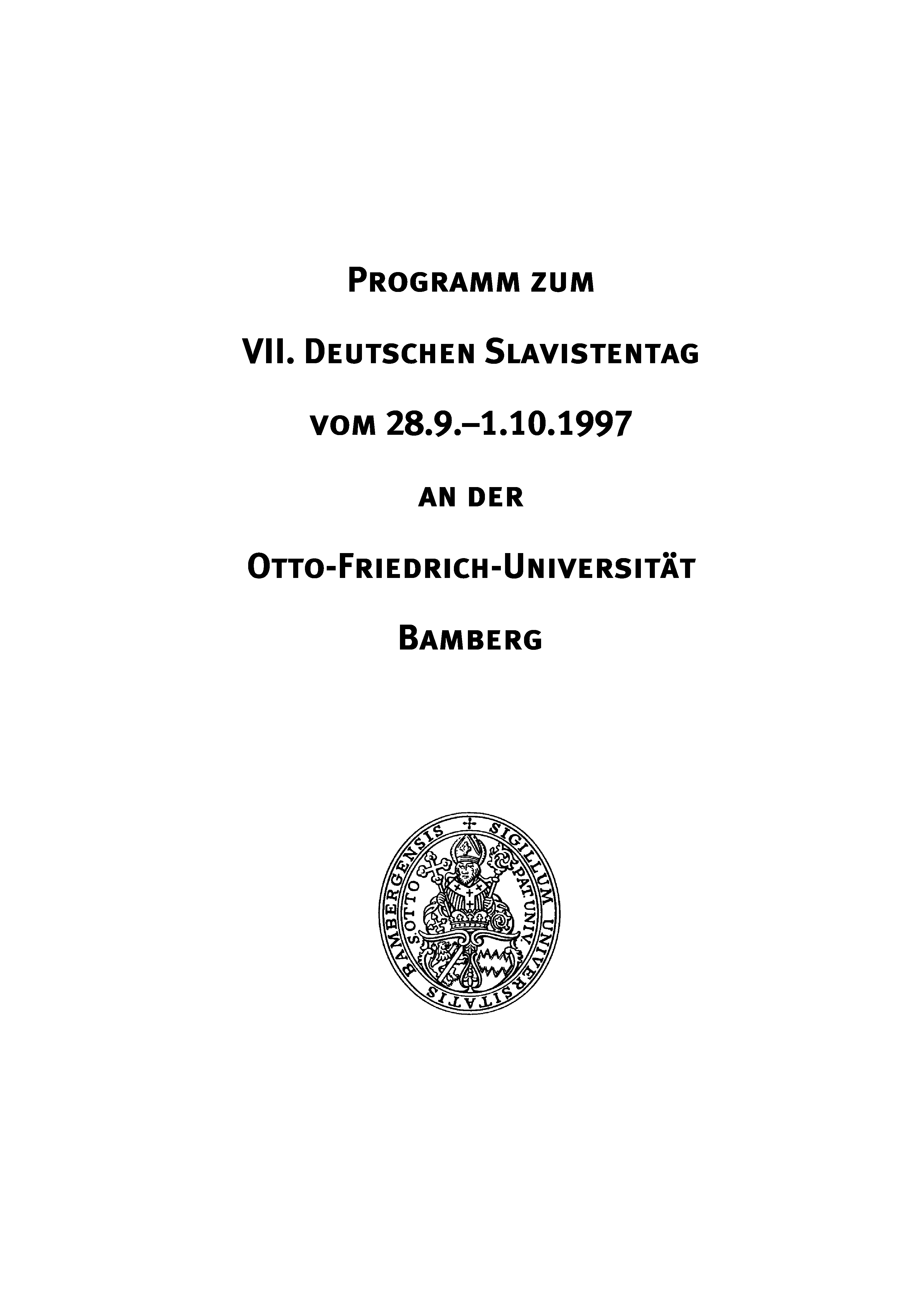 Programm zum VII. Deutschen Slavistentag in Bamberg 1997